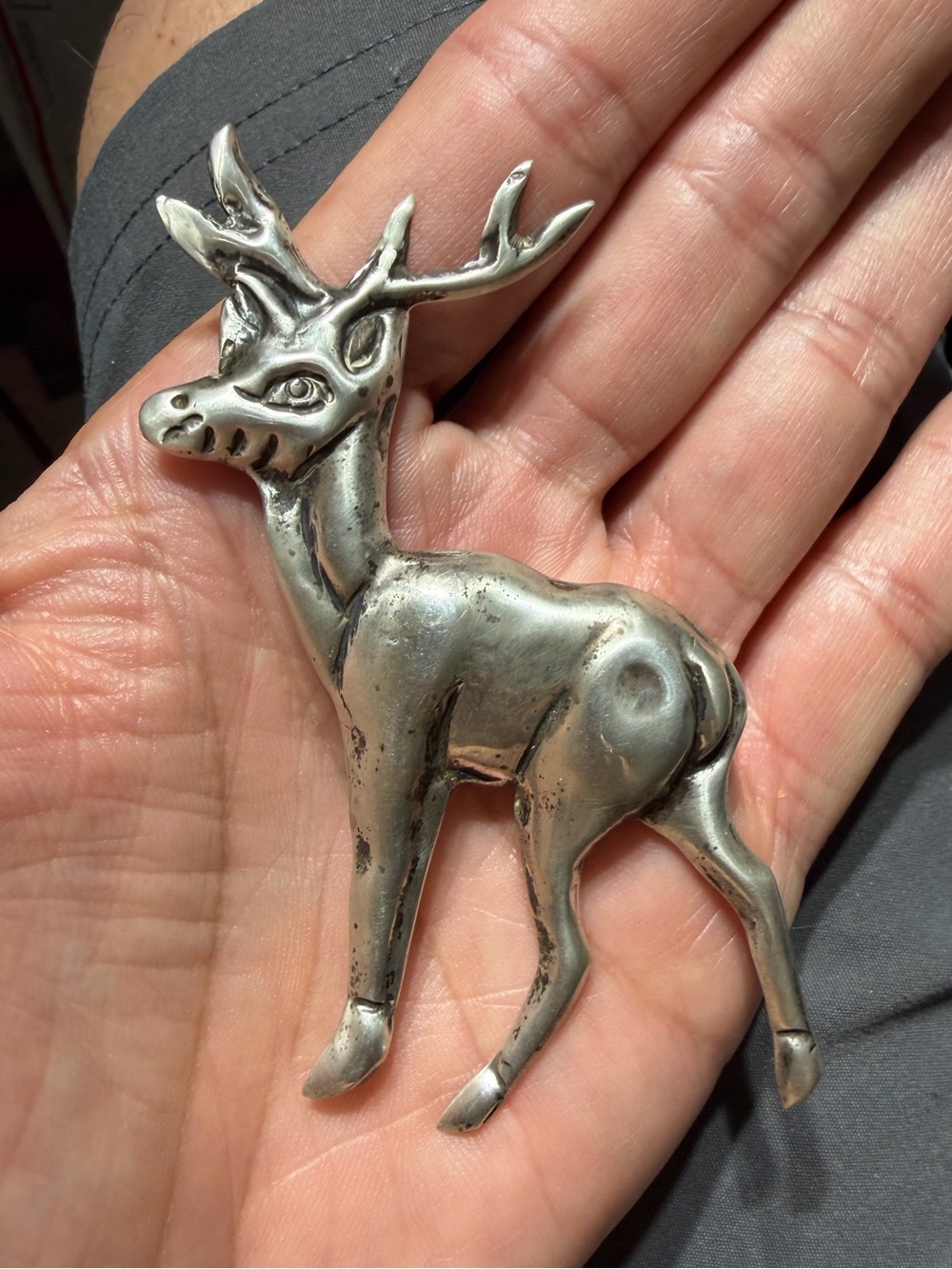 Vintage Mexico Sterling Silver Deer Brooch